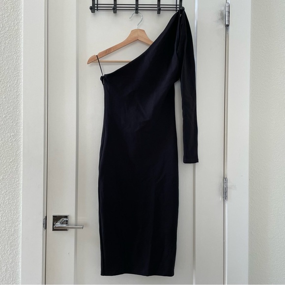 ALIEVA Dasha one shoulder black mini fit dress size S - Picture 4 of 9